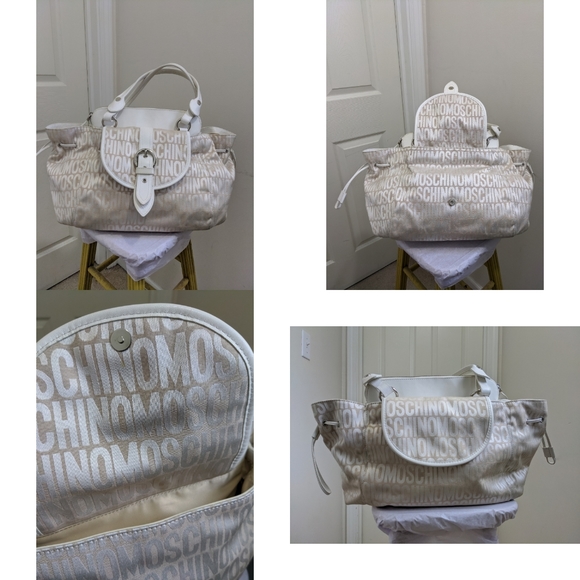 MOSCHINO Authentic Signature Canvas Leather Bag - Picture 2 of 8